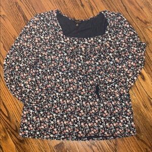 Lucky Brand Floral Long Sleeve Top - Navy and Pink